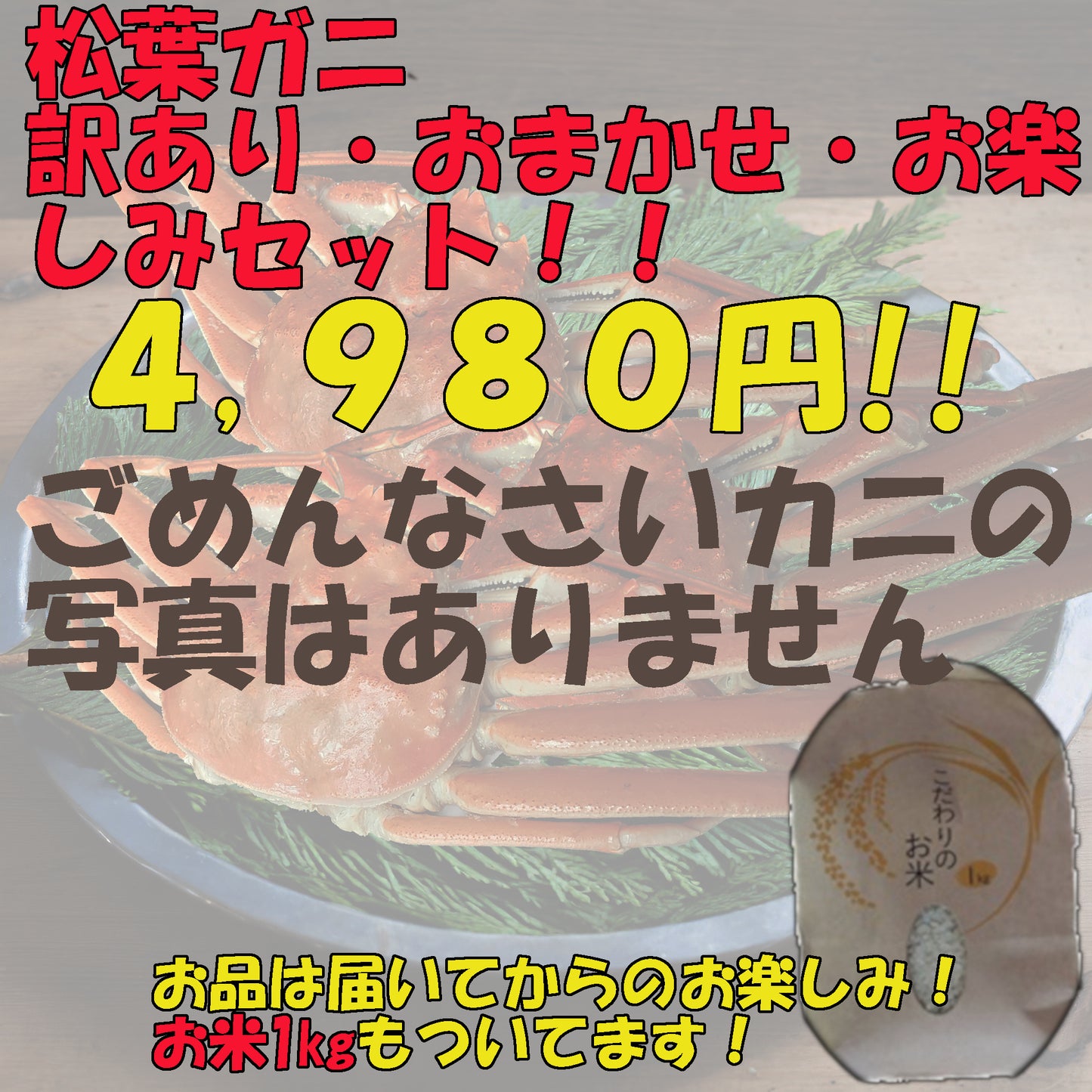 20041.松葉ガニ 訳アリ・おまかせ・お楽しみセット 4,980円